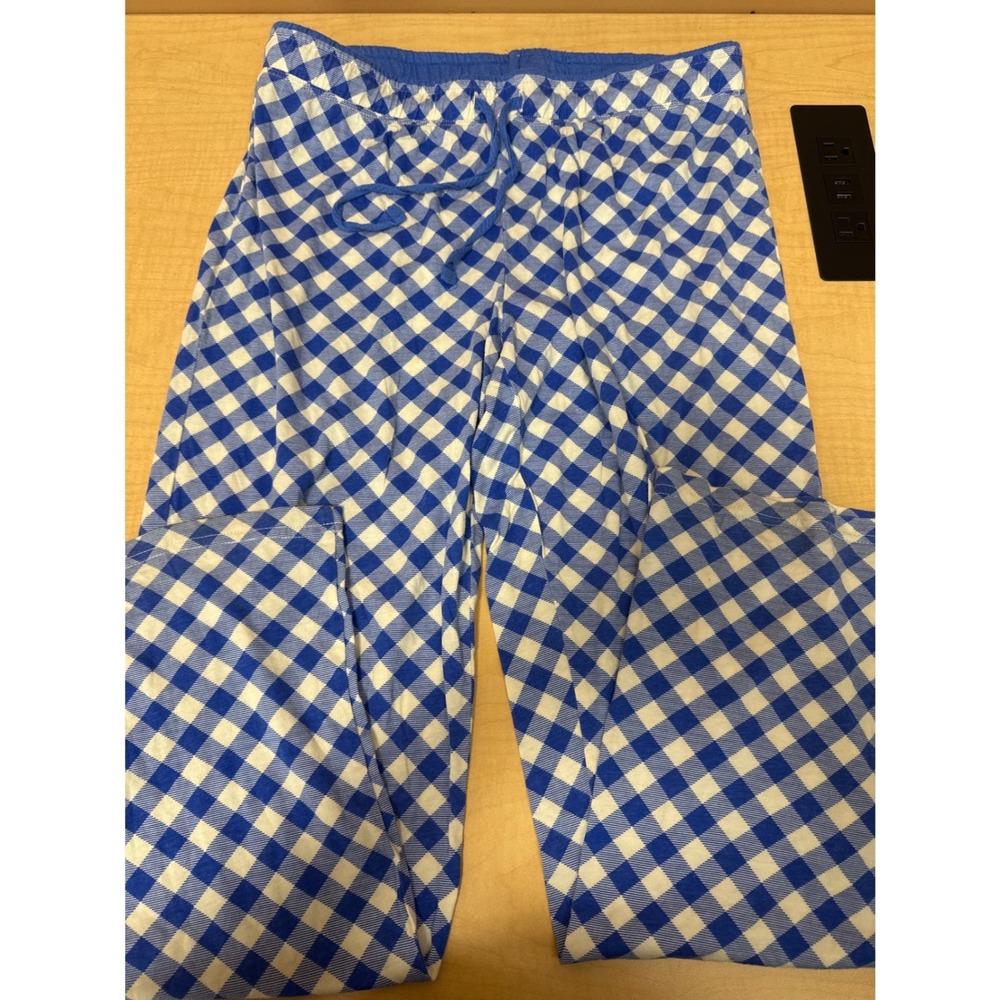 Goodnight Kiss Blue White Gingham Pajama Pants Sleepwear Small Cotton Rayon